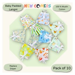 new comers NEW COMERSPure Muslin Double Layered Langot For New Born Baby Pack Of 10 -Medium image 2