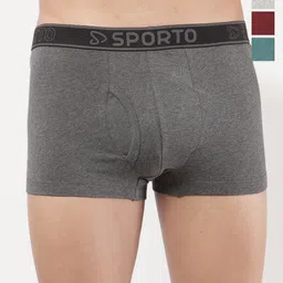 Sporto by Macho Pack Of 4 Combed Cotton Mid-Rise Short Trunks-picture-12