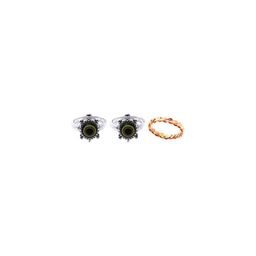 Dynamic Retail Global Set of 3 Rings for Men & Women, Black-Gold Alloy Ring ()-image-87