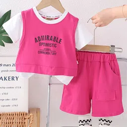 INCLUD Boys Typography Printed Round Neck T-Shirt With Shorts-image-96