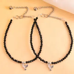 Sangria Silver-Plated Artificial Beads Anklet-picture-3