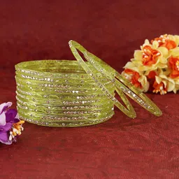 LAVAZZA Set Of 12 Stone-Studded Glass Bangles-48