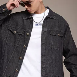 The Roadster Life Co. Oversized Pure Cotton Denim Trucker Jacket-picture-57