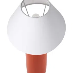 Homesake Orange Ceramic Base Table Lamp with White Cone Shade (Bulb Included) - Set of 1 image 3
