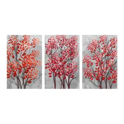 999Store Red & Grey Textured Flower Art 3 Frame Canvas Paintings image 2