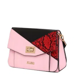 KLEIO Pink Color Block Medium Sling Handbag image 5