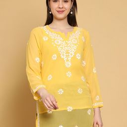 ADA Floral Embroidered Chikankari Kurti-image-68