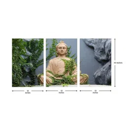 999Store Grey & Green Buddha and Trees Art 3 Frame Canvas Paintings image 5