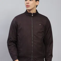 Monte Carlo Men Mock Collar Checked Casual Open Front Jacket-10