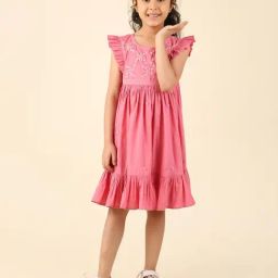 Fabindia Kids Pink Embroidered Dress-image-48