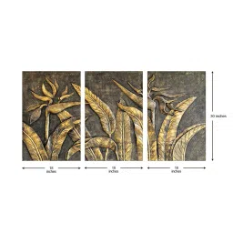 999Store Grey & Gold Trees Art 3 Frame Canvas Paintings image 5