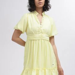 Elle Yellow Fit & Flare Dress-image-7