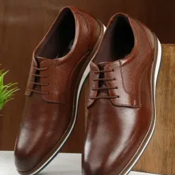 Teakwood Leathers Men's Tan Derby Shoes-image-1