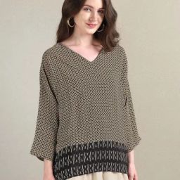 U.S. Polo Assn. Beige & Black Printed Top-image-64