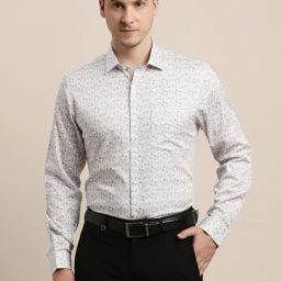 Turtle Grey Cotton Slim Fit Printed Shirt-image-43