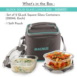 MAGNUS Solid Grey Borosilicate 320ml Lunch Box Set image 2
