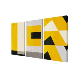 999Store Yellow & Beige Abstract Art 3 Frame Canvas Paintings image 3
