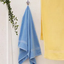 Ariana Blue & Mustard Yellow Cotton 400 GSM Etereo Large Couple Bath Towel - Set of 2 image 2
