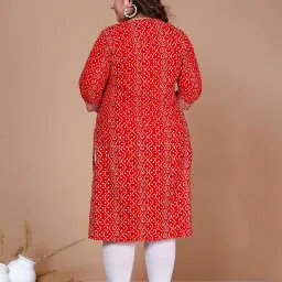 Miravan Red Printed Plus Size A Line Kurta image 2