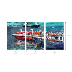 999Store Multicolor Marine ships Art 3 Frame Canvas Paintings image 5