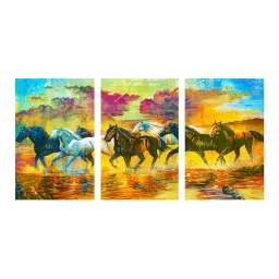 999Store Multicolor Running Horses Art 3 Frame Canvas Paintings image 2