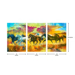 999Store Multicolor Running Horses Art 3 Frame Canvas Paintings image 5