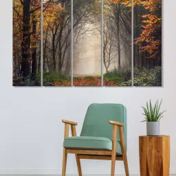 999Store Multicolor Autumn Forest Art 5 Frame MDF Paintings image 1