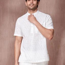 Fabindia White Cotton Comfort Fit Printed Shirt-image-93