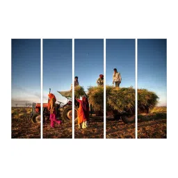 999Store Multicolor Indian Farming Fields Art 5 Frame MDF Paintings image 2