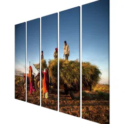 999Store Multicolor Indian Farming Fields Art 5 Frame MDF Paintings image 3