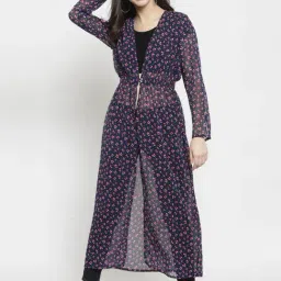 Sera Navy Printed Longline Shrug-13