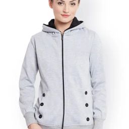 Belle Fille Grey Melange Textured Jacket-image-42