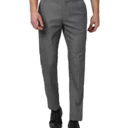 Peter England Grey Slim Fit Flat Front Trousers-picture-24