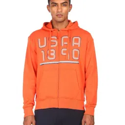 U.S. Polo Assn. Orange Regular Fit Printed Hooded Sweatshirt-picture-21