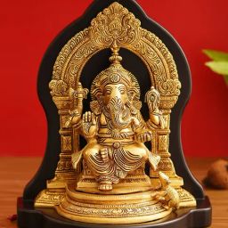 eCraftIndia Gold & Black Brass Lord Ganesha Handcrafted Statue-image-43
