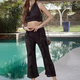 Sera Black V Neck Crop Top With Pant-picture-29