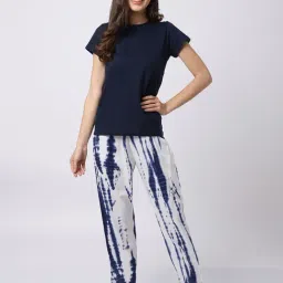 Boston Club Navy Printed T-Shirt With Pyjamas-29