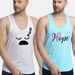 Friskers Multi Cotton Slim Fit Printed Gym Vest - Pack of 2-picture-19