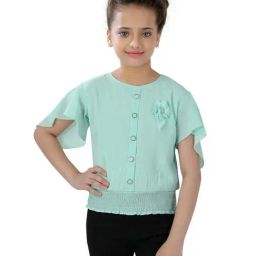 poplins Kids Aqua Blue Cotton Regular Fit Top-image-95