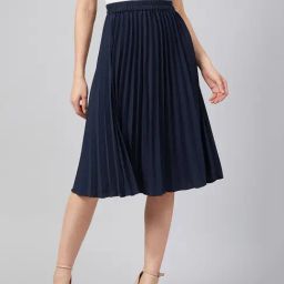 Rare Navy A-Line Midi Skirt-image-40