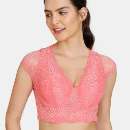 Zivame Pink Lace Half Coverage Under-Wired Bralette-picture-10