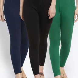 Gracit Black & Green Mid Rise Leggings - Pack Of 3-image-58