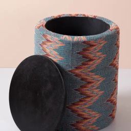 Nestroots Printed Blue Cotton 4 Leg Pouf Pouffe Storage Ottoman - Set of 2-image-86