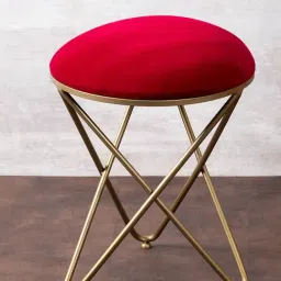 Nestroots Solid Maroon Velvet Puffy Pouffes Foot Stool Ottoman-image-20