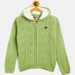 Duke Kids Green Self Design Full Sleeves Sweater-image-50