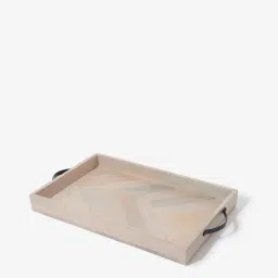 Westside Home Light Beige Chevron Patterned Wooden Tray-image-97
