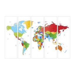999Store Multicolor World Map Art 5 Frame MDF Paintings image 2
