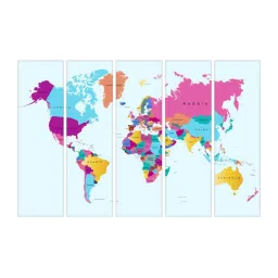 999Store Multicolor World Map Art 5 Frame MDF Paintings image 2