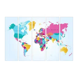 999Store Multicolor World Map Art 5 Frame MDF Paintings image 2