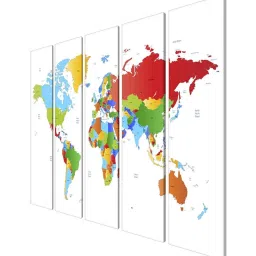 999Store Multicolor World Map Art 5 Frame MDF Paintings image 3